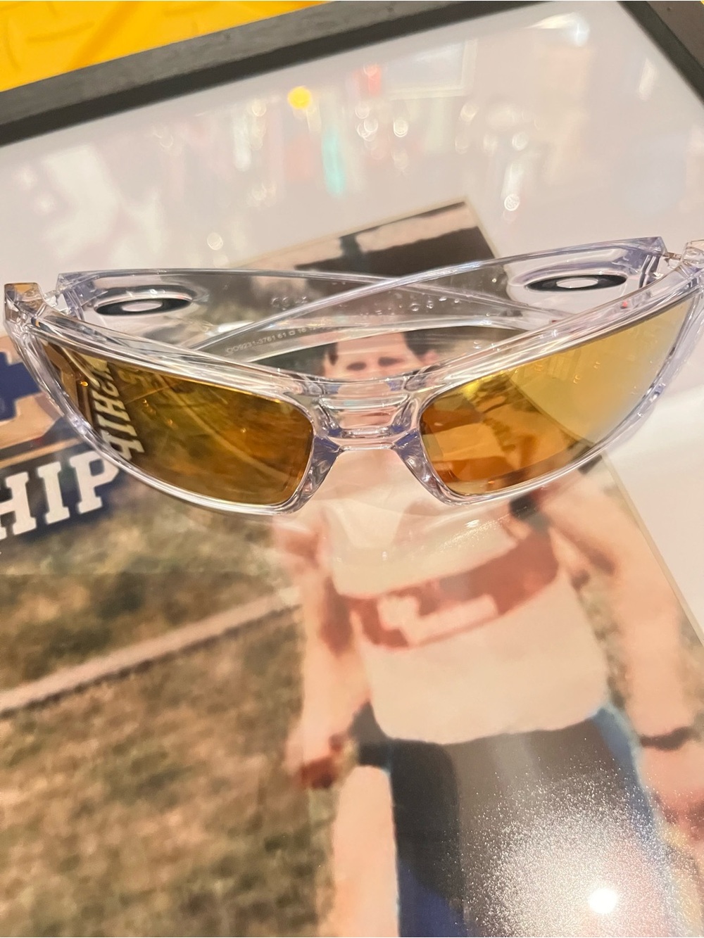 New Oakley gold raven Sunglasses with gold Lenses for racing or any sport.
